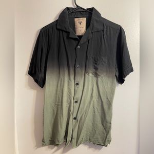 OAS Black to Olive Green Ombre Short Sleeve Button-Down Shirt